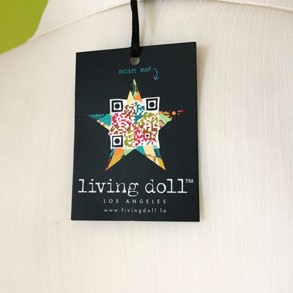 Living Doll Sheer Ivory Women Polo Top M - Picture 5 of 8